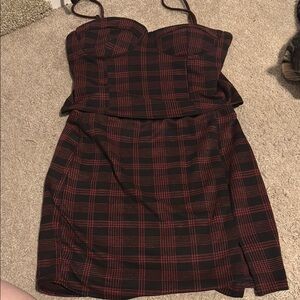 Plaid Black and Red Women's Dress